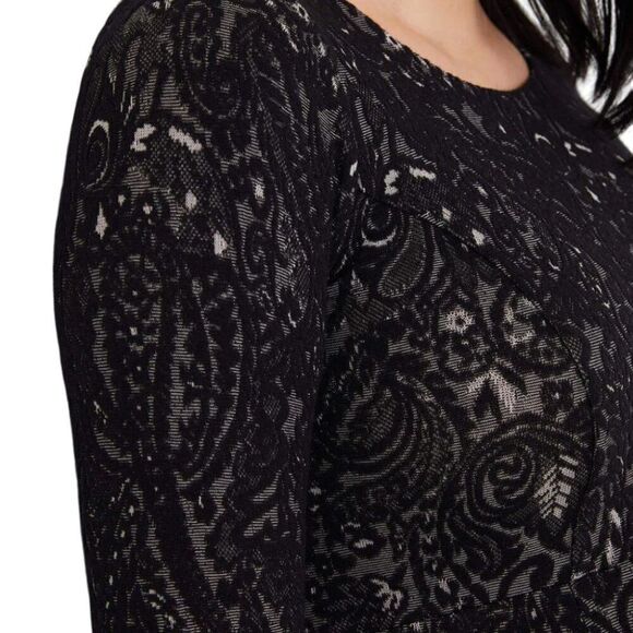 A Pea in the Pod Textured Paisley Peplum Maternity Tunic Top Black Size S NWT - Picture 3 of 6